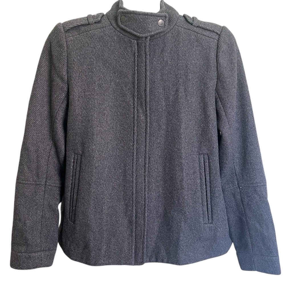 Vince Women’s Gray Wool Blend Twill Pleated Coat Size 4